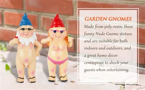 2X GARDEN GNOME Naked Nude Gnomes Drinking Naughty Decoration Ornament