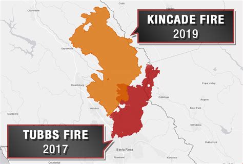 Map Kincade Fire Reaches Burn Scar From 2017 Tubbs Fire Kron4