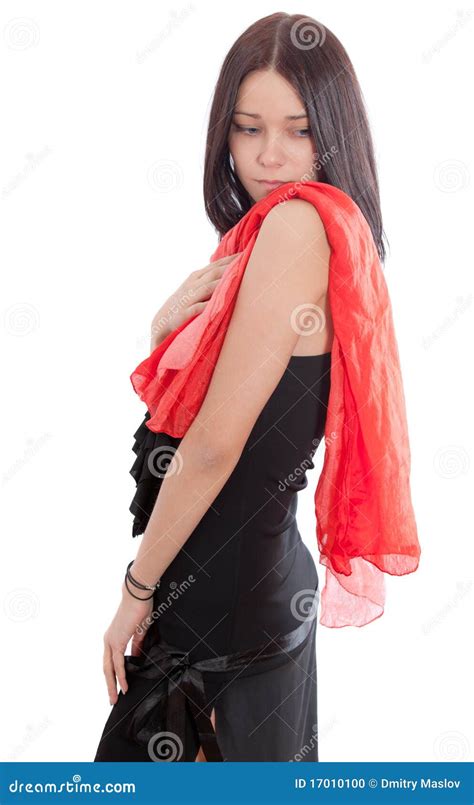 Girl With A Red Scarf Stock Photo Image Of Women Portrait 17010100