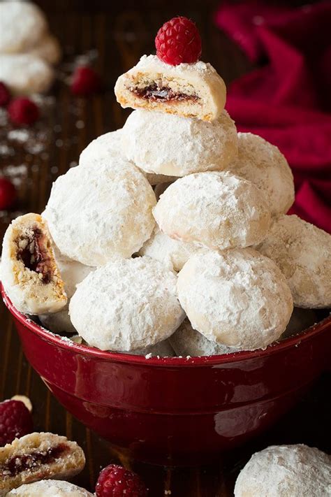 Raspberry Almond Snowball Cookies Jam Stuffed Snowballs Cooking