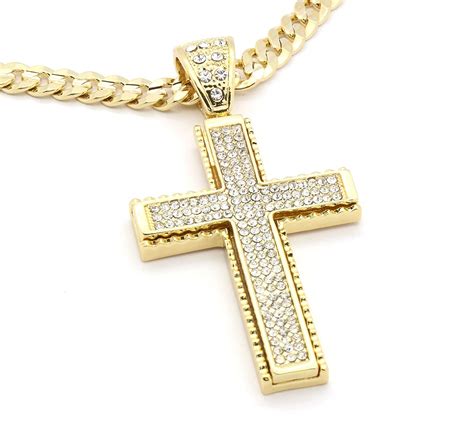 Buy Cs Db 14k Gold Real 14k Gold Plated Jagged Edged Cross Mens Hip Hop