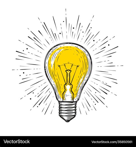 Light Bulb Glowing Sketch Draw Royalty Free Vector Image