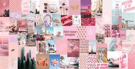 Trendy Light Pink Aesthetic Wall Collage Kit Digital Etsy Pink