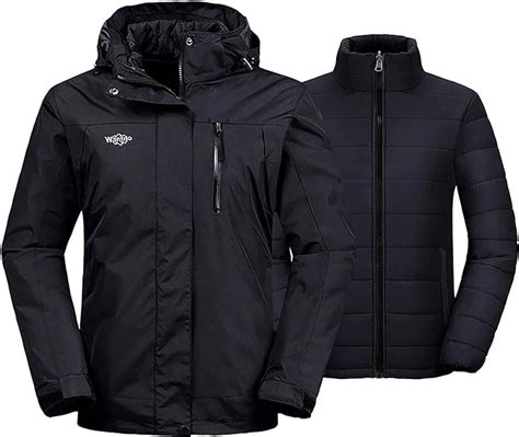 wantdo womens 3 in 1 ski jacket waterproof raincoat with removable puffer inner women jackets