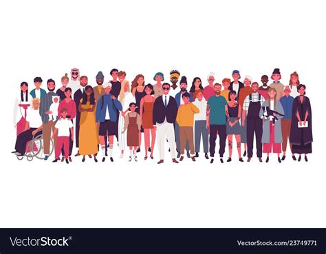Diverse Multiracial And Multicultural Group Of Vector Image Aff Multicultural Multiracial