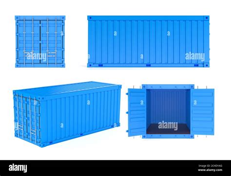 Blue Shipping Freight Containers Stock Photo Alamy