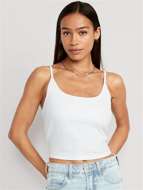 strappy rib knit cropped tank top for women old navy