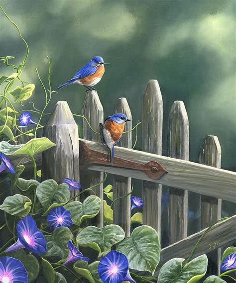 Bluebirds Painting By Christopher Lyter Blue Bird Art Bird Art