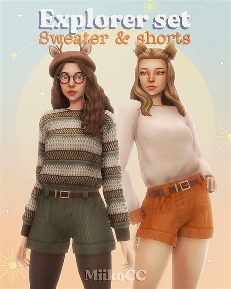 Explorer Set 🦊 Sweater And Shorts Miiko On Patreon Mods Sims Sims 4