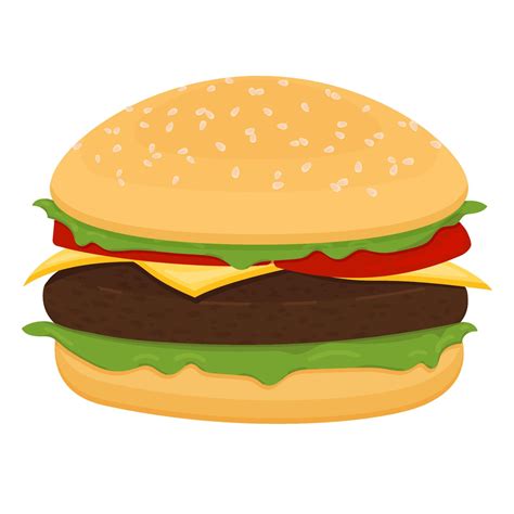 Dibujo Vectorial De Hamburguesa Con Queso Tomate Chuleta Lechuga Cebolla Pepino En Estilo