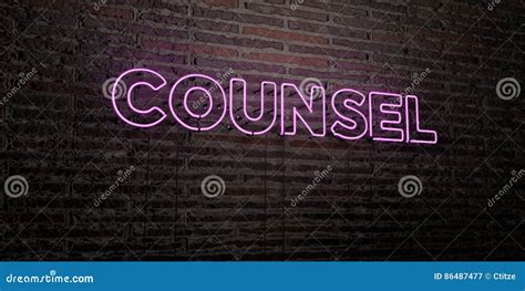 Counsel Realistic Neon Sign On Brick Wall Background 3d Rendered