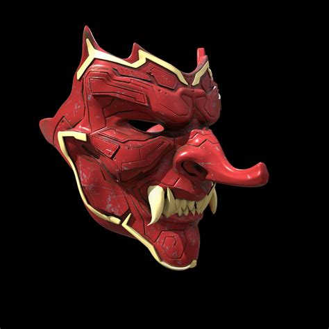 Red Hood Samurai Oni Mask Stl — Nikko Industries
