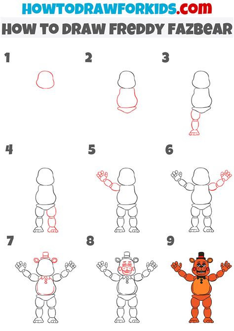 How To Draw Freddy Fazbear Easy Drawing Tutorial For Kids