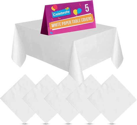 5pk White Paper Table Covers 90x90cm Paper Tablecloths For Parties