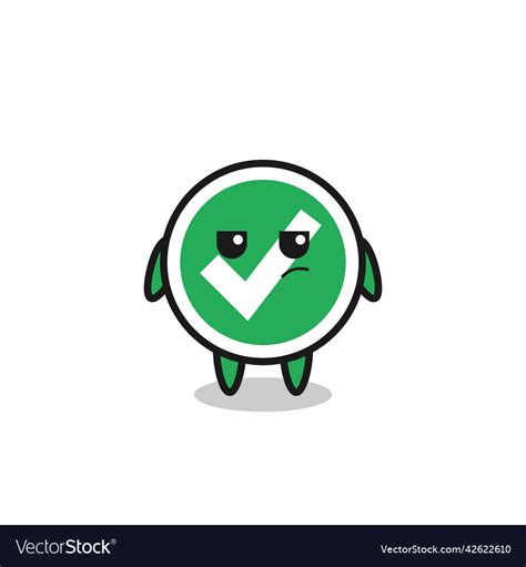 Cute Check Mark Character With Suspicious Vector Image