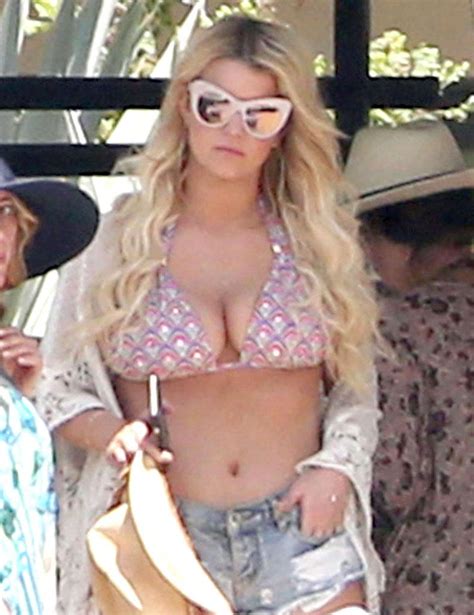 Fueling Boob Job Rumors Jessica Simpson Spills Out Of Her Bikini In Mexico