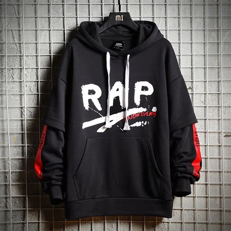 Cotton Print Rap Hip Hop Hoodie Sweatshirt Men Autumn Black Streetwear Funny Male Tops Tracksuit