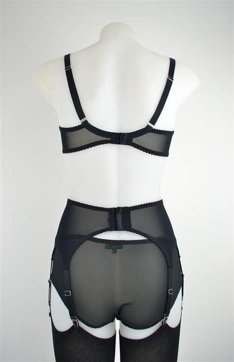 black mesh 6 strap suspender belt ~ pip and pantalaimon pip and pantalaimon lingerie