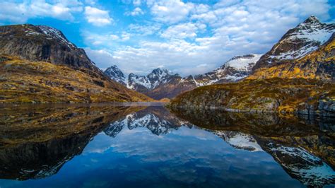 Landscape Nature Mountains Reflection In Water Lofoten