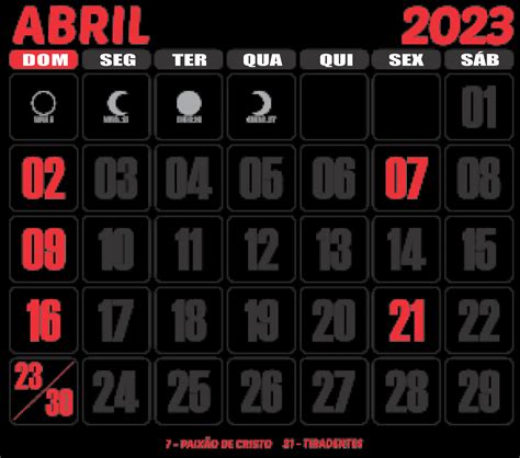 Calendário 2023 Abril Imagem Legal