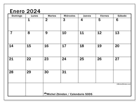 Calendario Enero De 2024 Para Imprimir “50ds” Michel Zbinden Ve