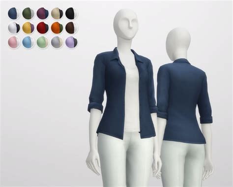 Rolled Up Open Shirt For F Solid Sims 4 Sims Sims 4 Update