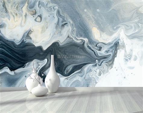 Abstract Watercolor Style Dark Marble Wallpaper Mural In