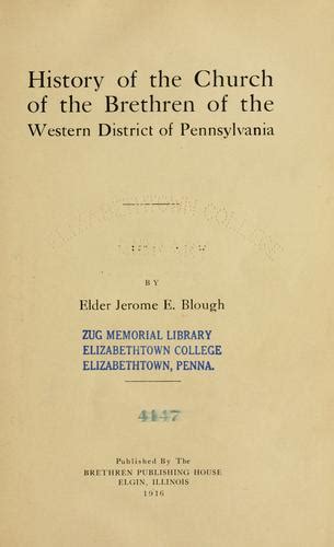 History Of The Church Of The Brethren Of The Western District Of