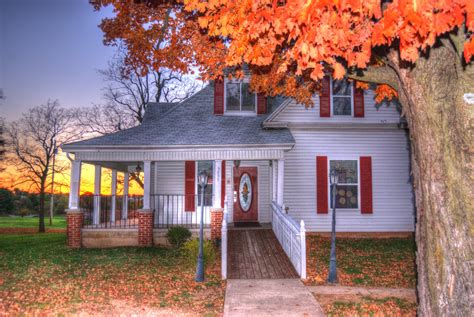 Wallpaper Autumn House Tree Fall Texture Leaves Colorful Doors
