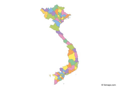 Multicolor Map Of Vietnam With Provinces Free Vector Maps Map Vector