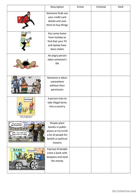 Crime Vocabulary English Esl Worksheets Pdf And Doc