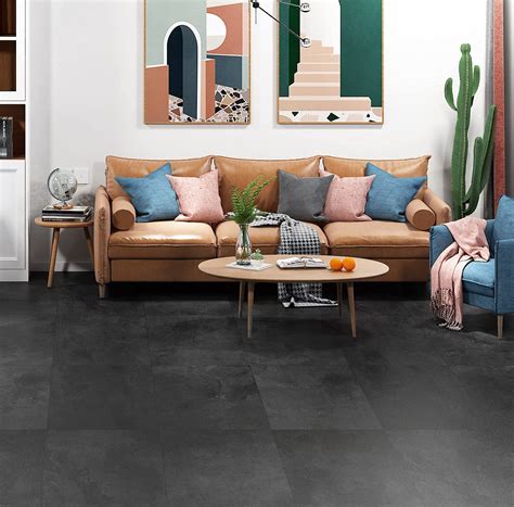 Buy Livelynine Charcoal Peel And Stick Floor Tile Bathroom Flooring