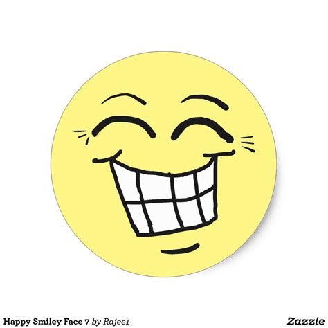 Happy Face 7 Classic Round Sticker In 2021 Happy Smiley
