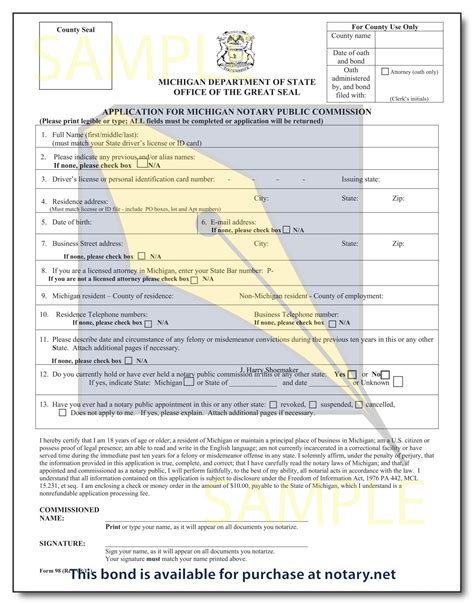 Highway and street permits public official: Michigan Notary Bond ($10,000) | Order Online | Notary.net