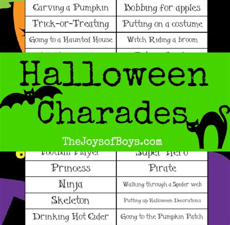 Halloween Charades Printable Halloween Game The Joys Of