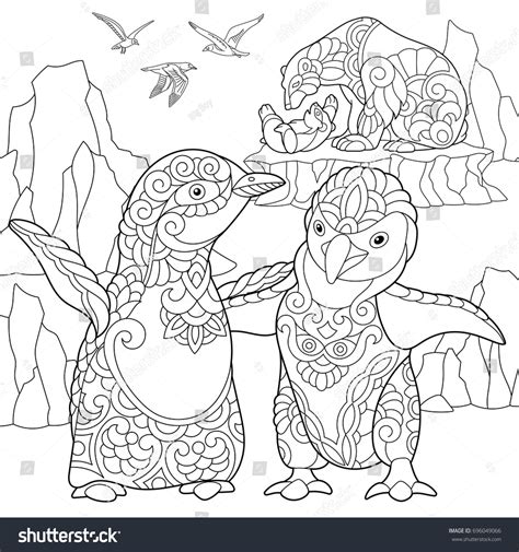 Pattern animal coloring pages download and print for free. Coloring Page Young Emperor Penguins Polar Stock Vector ...