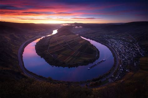 Germany River Sunlight Sky Landscape Sunset Dark Hd Wallpaper