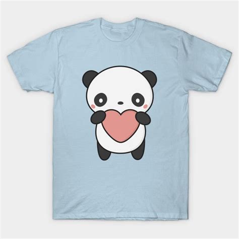 Cute And Kawaii Baby Panda With Hearts T Shirt And Accessories Cute
