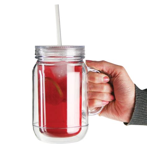 Double Walled Plastic Drinking Jars Promotional Mugs Personalised Glasses Fast Delivery