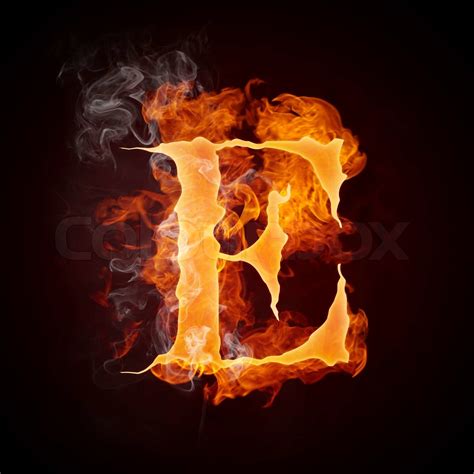 Fire Letters E Isolated On Black Background Stock Image Colourbox