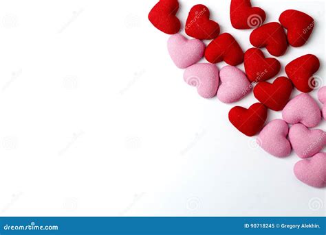 Many Red And Pink Hearts On A White Background Stock Image Image Of