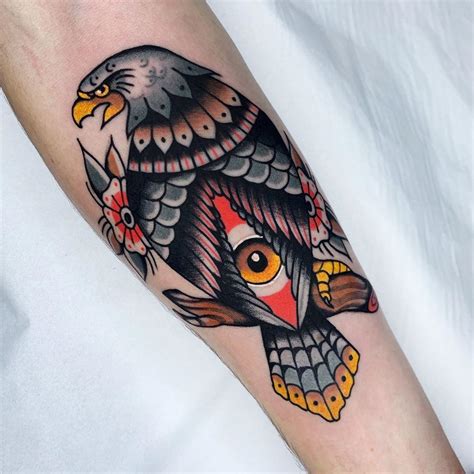 Eagle Forearm Colorful Ink Tattoo Idea