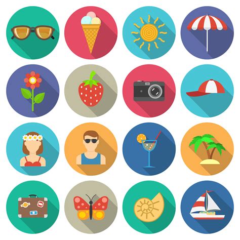 Summer And Vacations Icons Set 469514 Vector Art At Vecteezy
