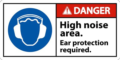 Danger Ear Protection Required Sign On White Background 11685747 Vector