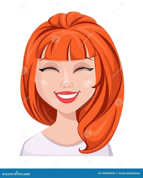 Facial Expression Of A Redhead Woman Laughing Stock Vector