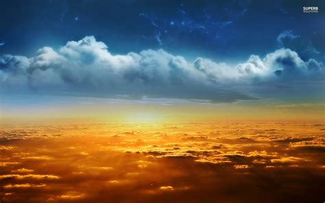 Golden Sunrise Over Clouds Wallpapers Golden Sunrise