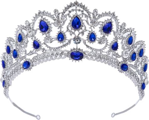 Sweetv Azul Corona Cumpleaños Mujer Y Niña Corona Princesa Reina