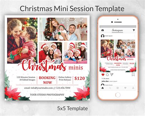 Christmas Mini Session Template Christmas Minis Flyer Template Holiday
