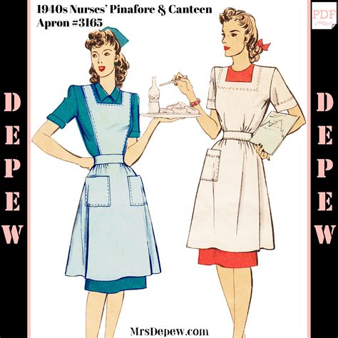 Vintage Sewing Pattern 1940s Nurses Uniform Pinafore And Etsy