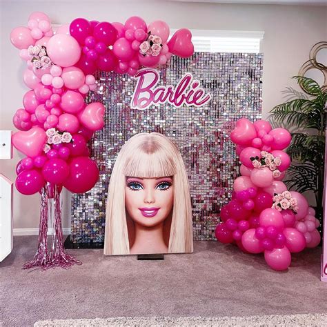 Round Arch Barbie Party Backdrops Balloons Bloom Glitter Fabulous